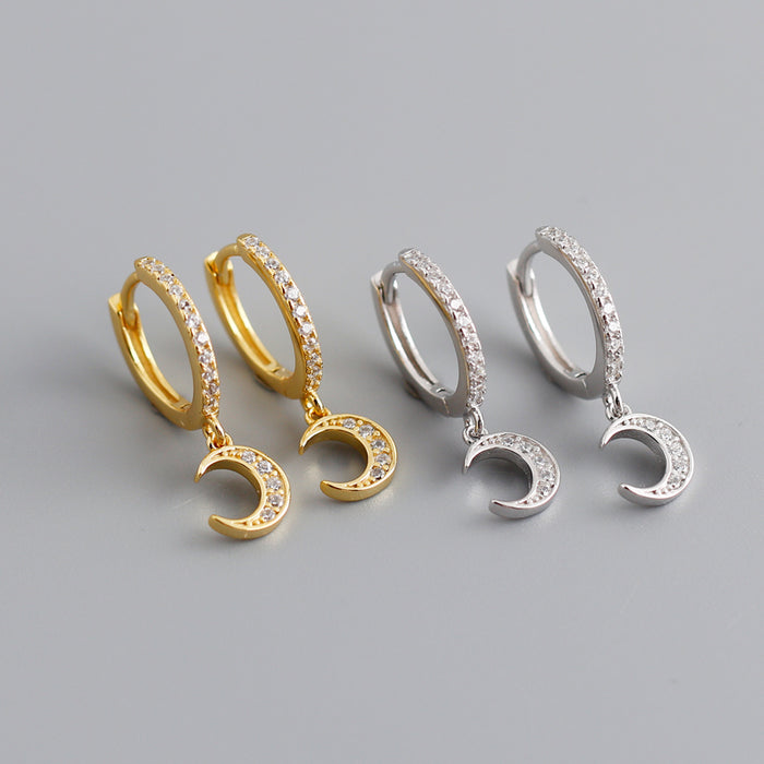 Moon Zirconia Hoops