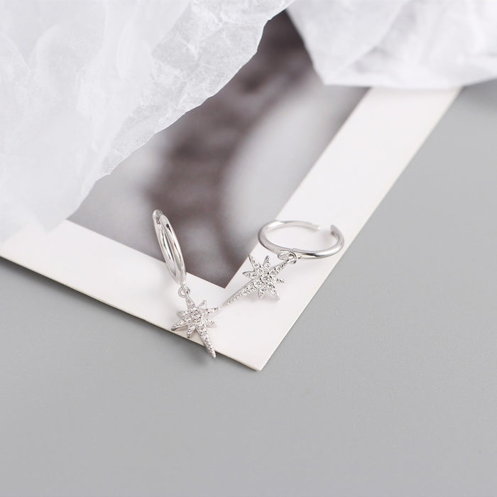 Zirconia Star Hoop Earrings.